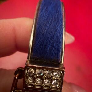 Dyed Calf/Pony Hair Hinged Blue Bangle Bracelet
